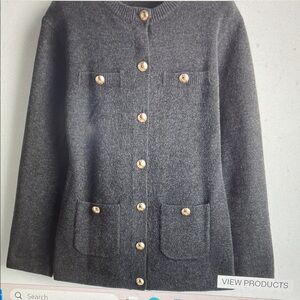 H & M Gray Button-Up Women's cardigan Jacket with gold buttons